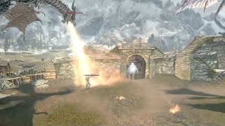 Skyrim Battles  Karstaag amp The Ebony Warrior vs Alduin Serpentine amp Legendary Dragon [upl. by Bobine]