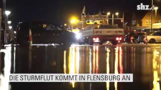 Sturmflut an der Ostsee Hochwasser erreicht Flensburg [upl. by Treva]