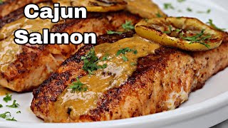 Blackened Salmon with Creamy Cajun Sauce Recipe [upl. by Enytsirk76]