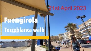 Fuengirola 🇪🇸promenade walk from Carverjal to Torreblanca Its 21042023 21c and sunny 🏖️ [upl. by Belcher]