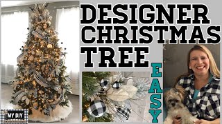 How to decorate a Designer Christmas Tree  Ribbon on Christmas Tree  EASY [upl. by Frangos]