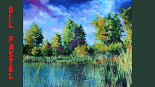 Ölpastellkreide Landschaft malen Tutorial Oil Pastel Painting Landscape drawing [upl. by Truitt]