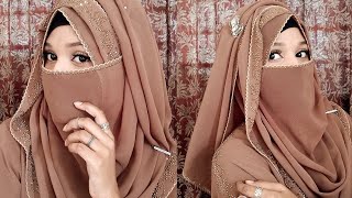 Stylish hijab and niqab tutorial with AbayaUnique hijab and niqab styleHijabis Freedom [upl. by Shipley]