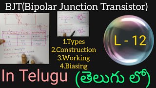 BJT Bipolar Junction Transistor in Telugu PowerElectronicsBTechdiplomaall graduatesEEEECE [upl. by Kred]