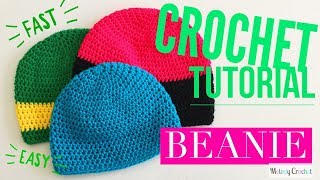 HDC Beanie  Fast Easy Crochet Hat Tutorial [upl. by Elmajian423]