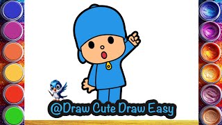 How to draw pocoyo💙💛💡🌈✏️ stepbystep pocoyodrawing kidsartDrawing forkids Lets Draw Together [upl. by Nofpets7]