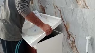 how to install wash basin cabinet  bathroom cabinet wash basin vanity [upl. by Norret951]