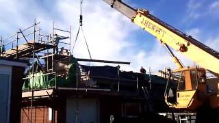 Installing a 12m steel beam prior to constructing dormer roofmp4 [upl. by Zetnauq]