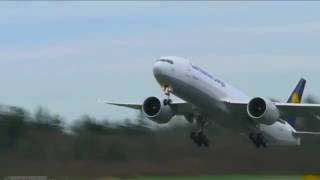 Pilotseyetv  Lufthansa Cargo Boeing 777  Departure from Seattle [upl. by Annamarie]