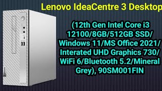 Lenovo IdeaCentre 3 Desktop 12th Gen Intel Core i3 121008GB512GB SSD [upl. by Areemas550]