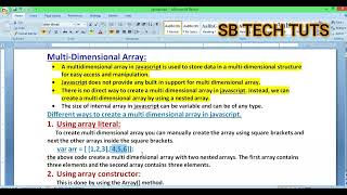 Multidimensional Array in JavaScript  Arrays  JavaScript Tutorial  CLASS41  Telugu [upl. by Mahgem]