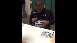 Cam Newton Signing Autographs [upl. by Adnohral373]