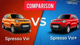 S presso Vxi vs Vxi plus  Detailed Comparison Of S presso Vxi Vs Vxi plus in Hindi  Vahan official [upl. by Lorola390]