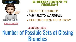 Number of Possible Sets of Closing Branches  Intuition  Leetcode2959  BiWeekly Contest 119 [upl. by Bronder]