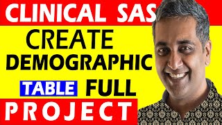 How to Create Demographic Table  Clinical SAS Project [upl. by Naujal]