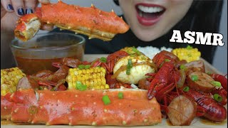 ASMR SEAFOOD BOIL KING CRAB CRAWFISH SAUSAGE EGG and CORN EATING SOUNDS NO TALKING  SASASMR [upl. by Tronna]