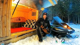 Solar Heated Snowmobile Camper Journey  Solo Winter Camping in my quotSled Cabinquot [upl. by Biddie206]