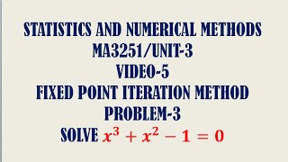 Fixed point Iteration Method  problem 3  Unit3  Video5 [upl. by Hatcher720]