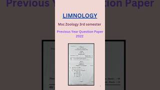 Limnology MSc Zoology 3rd semester Question Paper 2022 msczoology [upl. by Suiramad]