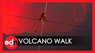 Daredevil Nik Wallenda Performs HighWire Walk Above Active Volcano in Nicaragua [upl. by Norb39]