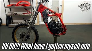 Honda CR250 Full Restoration  Part 1  The Teardown [upl. by Einnad]