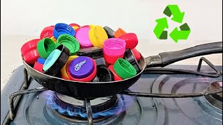 como fundir tapitas de plastico y hacer un plato casero [upl. by Eynaffit]