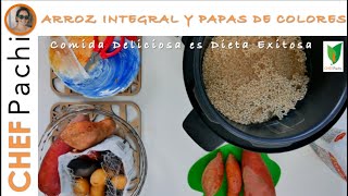 Receta ARROZ INTEGRAL CON PAPAS DE COLORES  Comida Deliciosa Dieta Exitosa [upl. by Emilee]