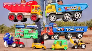 Die Model a unboxing Video  HMT Tractor John Deere 5405 TATA Dumper Truck Racing cartoon car [upl. by Rainger]