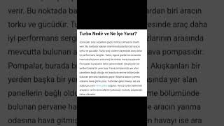 Turbo Nedir ve Ne İşe Yararbilge [upl. by Siuraj]