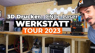 3D Drucker Werkstatt Tour 2023 inkl zukünftiger CNC amp Laser Projekte [upl. by Aisor142]