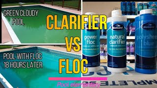 Pool Clarifier VS Pool Flocculant How to Clear Cloudy Hazy green pool water the Fast and easy way [upl. by Yenroc]