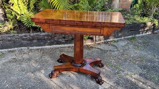 Repolishing The English Rosewood William lV 1830s Card Table PT3 [upl. by Etnaihc]