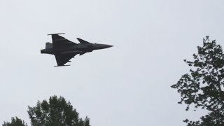 JAS 39 Gripen low pass sets off car alarm [upl. by Dez]