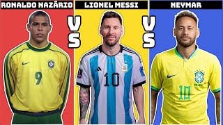 Ronaldo Nazario vs Messi vs Neymar  Who is the Ultimate Football Legend [upl. by Cramer]