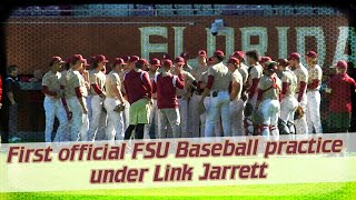 FSU Baseball  First Florida State baseball practice under Link Jarrett  Seminoles Baseball FSU [upl. by Etram]