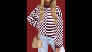 Womens Crewneck Lantern Long Sleeve Sweaters 2024 Oversized Ribbed Knit Pullover Jumper Tops [upl. by Eyot]