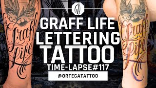 TATTOO TIMELAPSE 117  LETTERING ART  GRAFF LIFE [upl. by Xylina]