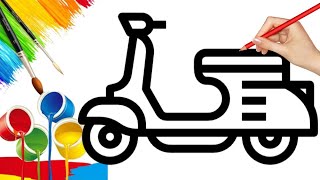 Electric Motorbike Drawing Painting and Coloring for Kids Toddlers  Learn How to Draw Easy [upl. by Aicinad104]