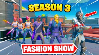 SEASON 3 FORTNITE FASHION SHOW  NEW SKINS AND EMOTES [upl. by Shelman]