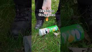 Survival Skills⬆️ pringle camp fire 🔥 lifehacks cooking survival outdoors bushcraft howto [upl. by Inhsor]