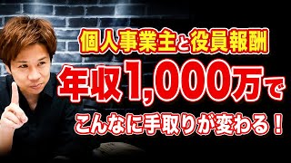 【超必見】個人事業主の年収と法人の役員報酬額が同じ1000万円だった場合、どちらがお得なのか！ [upl. by Arej]