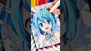 Drawing Hatsune Miku💙 Stained Art🎨drawinganime shorts miku hatsunemiku art [upl. by Phylys]