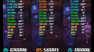 AMD Ryzen 5 5600X vs i5 11600K vs Intel i5 12600K Gaming Performance ComparisonBest MidRange CPU [upl. by Lyndsie]