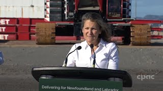 Deputy PM Chrystia Freeland on NL renewable energy project clean fuel regulations housing [upl. by Nara]