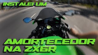 INSTALEI UM AMORTECEDOR DE DIREÇÃO NA ZX6R  MOTOVLOG [upl. by Naryb]