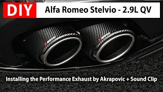 DIY Alfa Romeo Stelvio 29L QV Installing the Performance Exhaust by Akrapovic  Sound Clip [upl. by Enelie981]