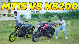 150cc Bike வாங்கலாமா  200cc Bike வாங்கலாமா   Yamaha MT15 vs Pulsar NS200  Performance Test 🔥 [upl. by Aisa]