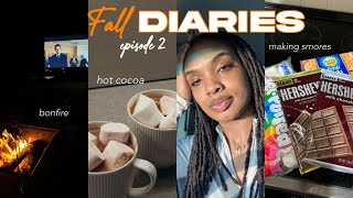 FALL DIARIES EP 002  spooky movie nights  doing a bone fire  banana pudding  smores amp more [upl. by Onitnerolf]