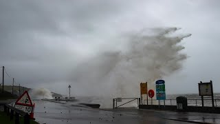 Storm Ashley hits Amroth Pembrokeshire at high tide [upl. by Eltsyek995]