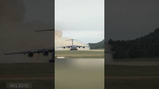 US Air Force C17 Globemaster III transport aircraft takes off [upl. by Urion]